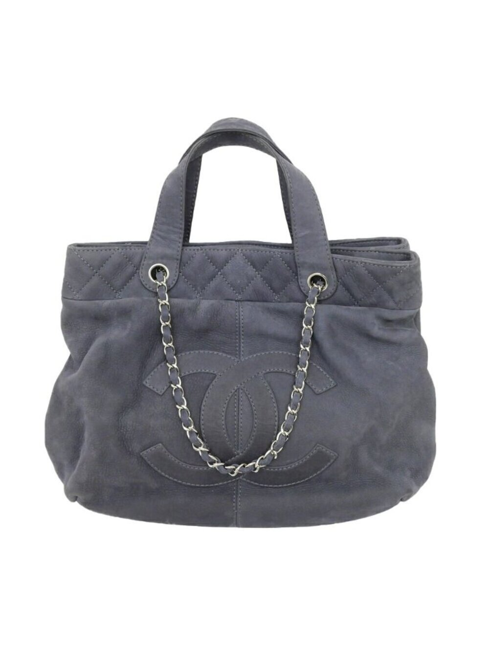 Chanel Trianon 2-Way Tote Shoulder Bag Navy Silver